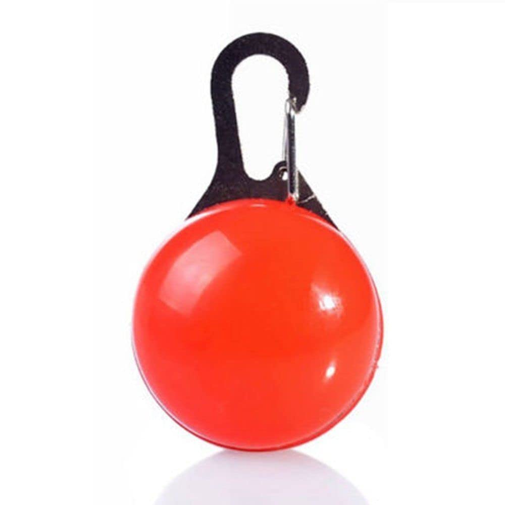 LED Dog Tag Light Up Disc Collar Pet Puppy Flashing See Dark Night Pendant Charm (Red)
