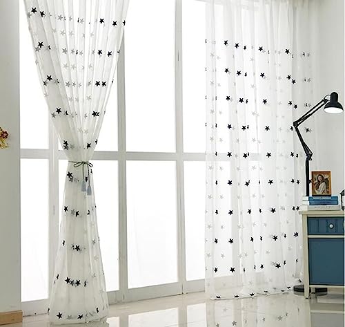 Cortinas semitransparentes azules con estrellas para iluminar el dormitorio infantil 6