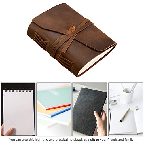 NUOBESTY Caderno de couro vintage delicado para negócios, bloco de notas feito à mão