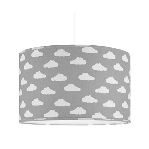 youngDECO® Pendellampe 2xE27, extra Lichtdiffusor, Lampe Wolke auf Pastellgrau, Ø38cm großer Stofflampenschirm…