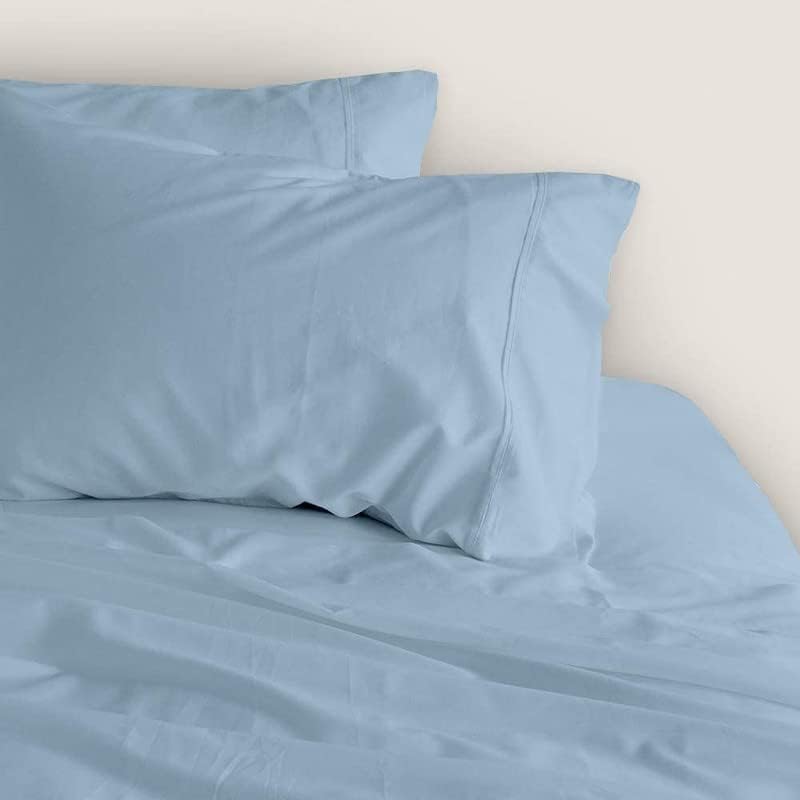 Eucalyptus Sheets RV King Size, 100% Tencel Cotton Sheet Set, Deep Pocket 4 Pcs RV King Bed Sheets | Lyocell Cool Sheets for Hot Sleepers - Luxuriously Cooling Super Soft Sateen_Light Blue