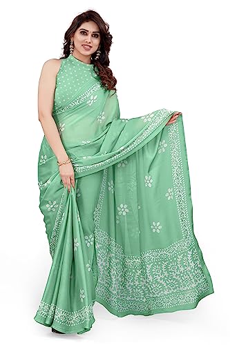 Image of MIRCHI FASHION Saree for Woman Chiffon Batik Printed | Lightweight Daily Wear Women's Office Sari with Blouse Piece (Available in 40 Colours)
