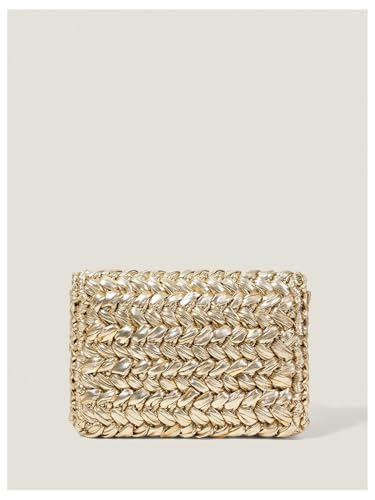 MakeMeChic Women's Summer Party Metallic Straw Woven Bags Single Strap Crossbody Handbags2