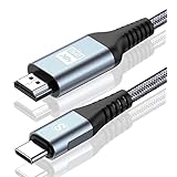 AviBrex HDMI Type-C 変換ケーブル 2M, USB C HDMI 変換 4K/Thunderbolt3対応 ナイロン編み 映像出力 携帯画面をテレビに映す タイプC hdmiケーブル iPhone 17 16 15 Pro Max,MacBook Pro/iPad Pro/XPS 15/Surface Book/Galaxy S25 S24 S23 S22 S21等対応-灰
