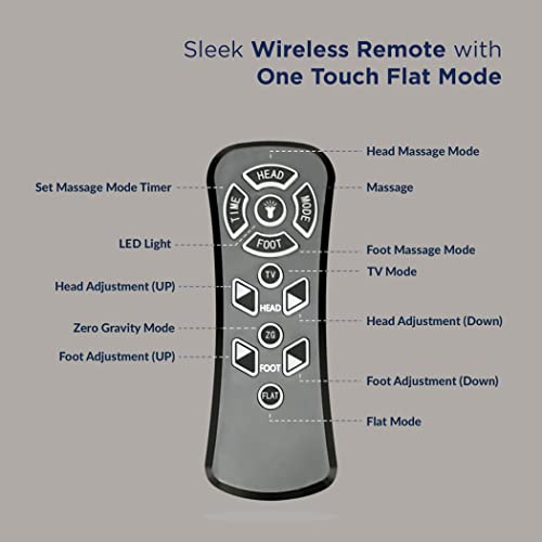 Image of The Sleep Company Elev8 Smart Recliner Bed | Bed Base with Italia Beige Frame | Premium Smart Adjustable Bed | in-Built Massage Mode & Zero Gravity Sleep Mode | Queen Size, Metal, Polishedsteel