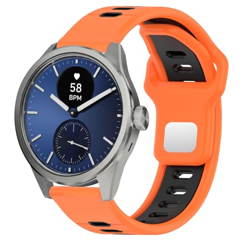 Hiseus Strap Compatible with Withings ScanWatch 2 38mm 42mm Sport Replacement Bands, Orange/Black, ScanWatch 2/1 42mm