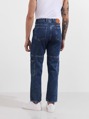 Image of The Indian Garage Co Men's Regular Tapered Fit Mid-Rise Cotton Jeans