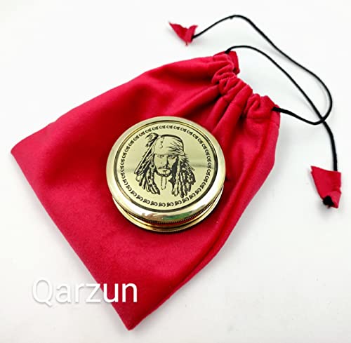 Brújula Vintage Náutica Qarzun Jack Sparrow de Latón con Estuche de Terciopelo miniatura 2
