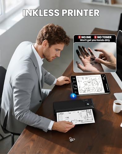 Image of vretti P83 Mobile Printer A4, Portable Thermal Printer A4 for Travel, Bluetooth Connection for Smartphones, Compatible with Android /iOS, Travel Printer for Home, Learning