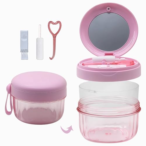Denture Case Leak-Proof Denture Bath Cup for Travel Large-Capacity Denture Storage Cup Comprehensive Cleaning Kit for Dentures Retainers and Night Guards