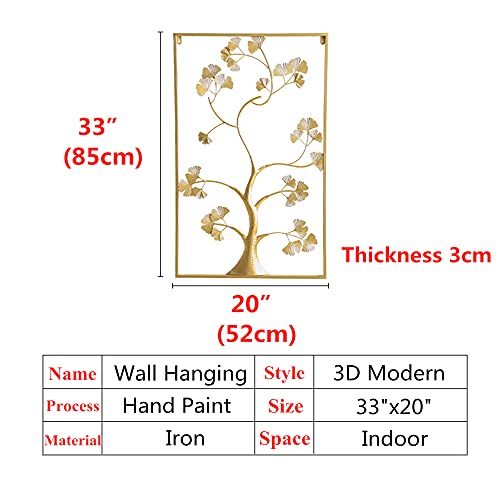 33"X 20" Large Metal Wall Art - Gold Rectangle Frame Wall Decor - 3D Wall Silhouette Wall Sculpture, Wrought Iron Wall Decor, Home Office Decoration #TOP1