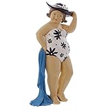  FRANK FLECHTWAREN Maritime Dekofigur blau/Weiss Töne,Strandfigur, Figur Dame mit Handtuch 10 x 5 x 21 cm