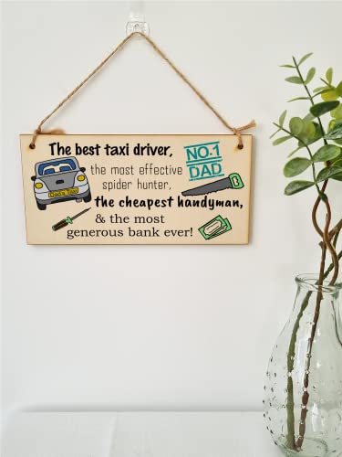 The Plum Penguin Handmade Wooden Hanging Wall Plaque Dad Best Taxi Driver Handyman Generous Bank Novelty Sign - Image 2