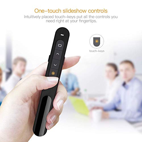 Image of COOLCOLD Laser Pointer | Up to 20m Wireless Range | Wireless Presenter for Presentation, Slide Changer, USB Power Point Remote Control Pen PPT Controller with Clip | Black - 1 Year Warranty