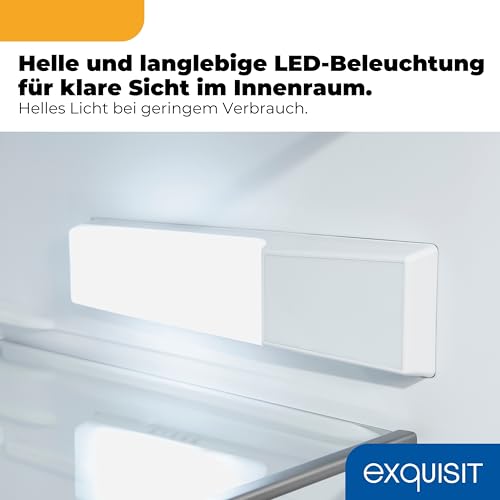 Exquisit Vollraumkühlschrank | 134 l Nutzinhalt, EEK: D, 38 dB, Standgerät | LED-Beleuchtung, elektronische Temperaturregelung, digitale Temperaturanzeige, Super-Kühl-Modus | KS516-V-HE-011D weiss