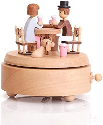 Wooden Rotating Music Box Clockwork Music Handmade Wooden Box Craft Accessories Retro Home Decoration Gift image 2
