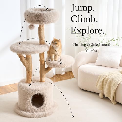 Árbol para gatos de madera natural 54" modern miniatura 2