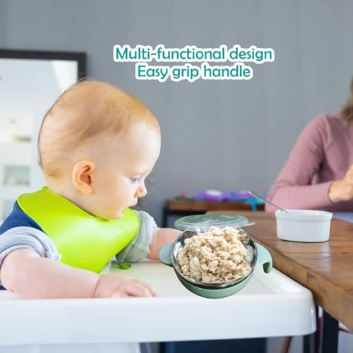 Image of Baby Stainless Steel 1 Bowl with 1 Spoon Set for Children,Baby Feeding Bowl,Stay Warm Bowl,BPA Free,Multicolor