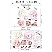 Watercolor Peony Flowers Wall Decals Floral Wall Stickers for Living Room, Delicate White & Pink Flowers Wall Posters Vinyl Blossom Art Applique for Bedroom Girls Room