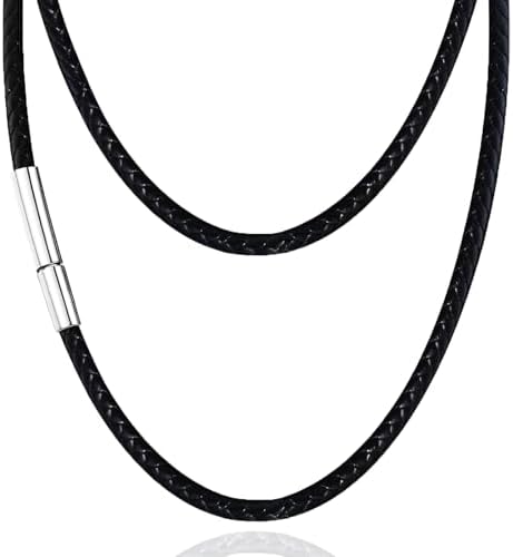 （07:30時点） [swars] ネックレス メンズ チョーカー ワックスコード チェーン 紐 ステンレス 金属アレルギー対応 アクセサリー (3mm ブラック, 45)