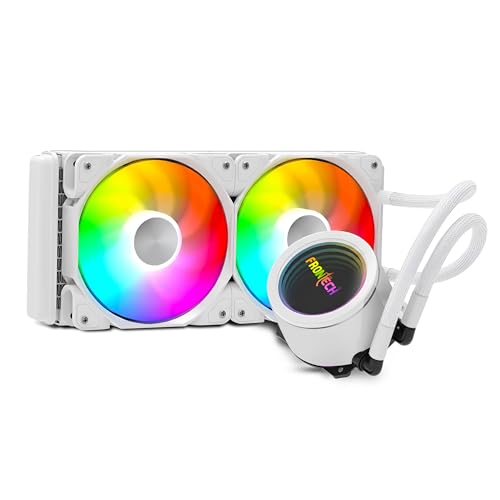 Image of Frontech AIO CPU Cooler with Heatsink | 240mm ARGB Liquid Cooler | Dual 120mm PWM Fans up to 1800 RPM | Copper Cold Plate | Intel LGA 1700 /1200 & AMD AM4 /AM5 | 1 Year Warranty (CPF-0009)