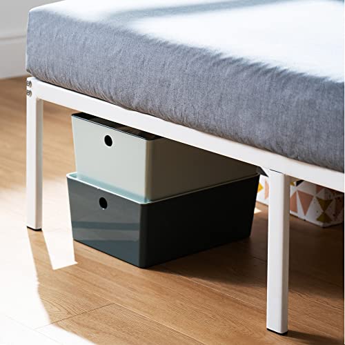 Image of Best Price Mattress 14 Inch Metal Platform Bed Frame, Heavy Duty Steel Slats, White, Twin