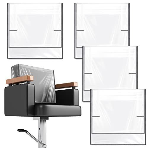 Hoolerry 4 Pcs Gray Edge Salon Chair Cover Clear Plastic Square Hairdressing Back Protectors for Fits Most Standard Back Reinforced Precision Stitched Covers to Prevent Damage Spa/Salon Chairs