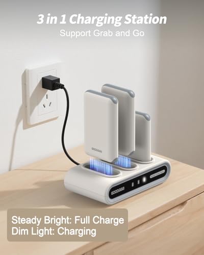Image of GOODaaa Portable Charger, 3-Pack 10000mAh Slim Power Bank Built in Cables, 3 Outputs 1 Inputs Family Power Hub for All Mobile Devices, Charging Station Set Includes 140 DlY Stickers, for Home,Office
