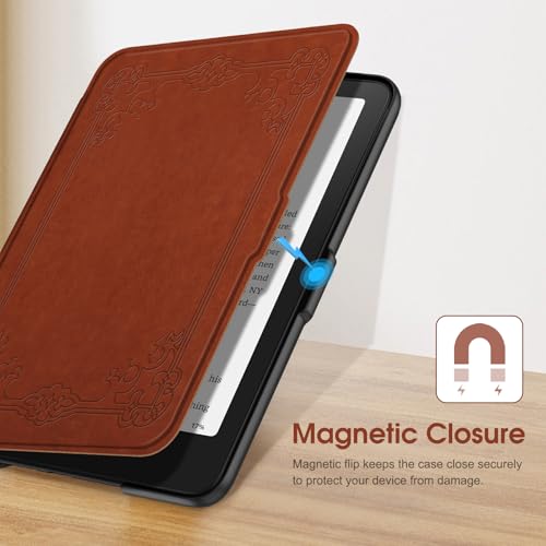 Image of Fintie Case for 7 inch All-New Kindle Paperwhite (12th Generation, 2024) and Kindle Colorsoft Signature Edition - Slim Lightweight Shell PU Leather Protective Cover with Auto Sleep /Wake, Vintage Brown