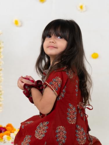 Image of POLKA TOTS Girls Cotton Kurta Dhoti Set | Traditional Ethnic Wear for Kids Girls | Festival Dress for Diwali Navratri Pooja Wedding Party | Indian Traditional Outfit for Girls | 6 Months - 8 Years