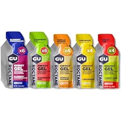 GU Energy Roctane Ultra Endurance Energy Gel, Vegan, Gluten-Free, Kosher, and Dairy-Free On-The-Go Sports Nutrition for Running, Biking, Hiking or Skiing, Assorted Flavors,24-Count
