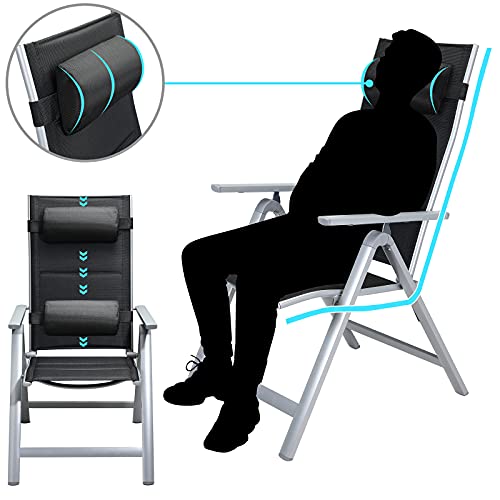 Casaria 2er Set Gartenstühle Hochlehner Alu Lehne 7-Fach Verstellbar Gepolstert 120kg Belastbarkeit Wetterfest Terrasse… – Bild 6