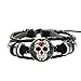 Vintage Hippie Skelett PU Leder Armband mexikanischer Zuckerschädel Folk Art Muster Glas Cabochon verstellbar Seil Armband