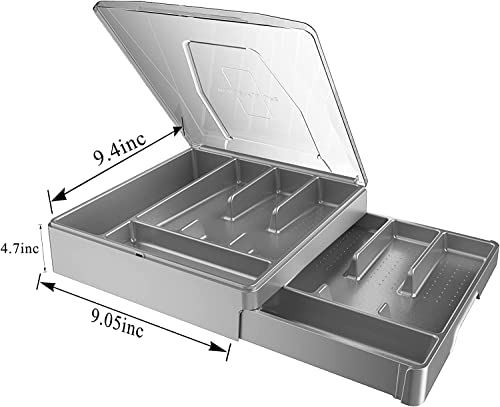WURDON Double Layer Flatware Organizer with Lid - Image 2