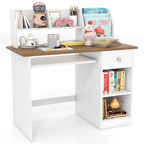 DREAMADE Schreibtisch Kinder mit Bücherregal & Schublade & Ablage &...