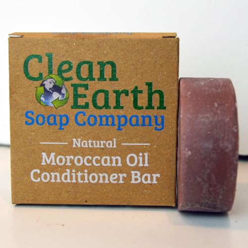 Clean Earth Moroccan Oil Solid Conditioner Bar Moisture Rich for Dry, Damaged & Dull Hair – Vegan, Eco-Friendly, Plastic-Free, Cruelty-Free