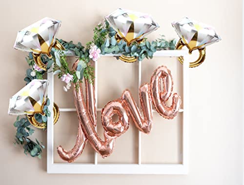 4Pcs Diamond Engagement Ring Mylar Balloons, Marriage Engagement And Wedding Bridal Shower Party Supplies. #TOP5