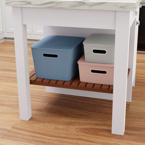 Panier de rangement haut de gamme bleu avec couvercle empilable 12L