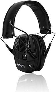 Retevis Ear Muffs for Shooting Range, Electronic Auto Noise Cancelling Earmuff,Noise Reduction Ear Protection Slim Volume Adjustable,with 3.5mm Audio Jack and MP3 Cable ( 1 Pack Black)