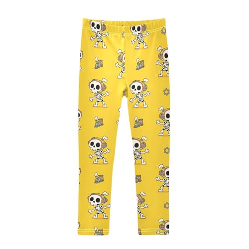 Girls' Leggings Cute Skull Gear Yellow Kids Yoga Tights Pants 1 Pack 2301745