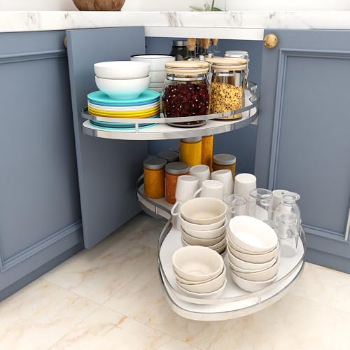 Image of VADANIA Kitchen Cabinet Blind Corner Pullout Organizer for 36-inch/900mm Cabinet, 2-Tiers Swing Tray, Soft Close, Right Handed Open