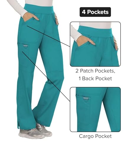 Image of Cherokee Women Scrub Pant with Straight Leg Pull-on Pant Medical Bottom with 4 Pocket & 2-Way Stretch Fabric - WW110