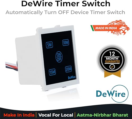 Image of DeWire Auto Cut Off Timer Switch for Water Motor Pump, Water Heater, Exhaust Fans,Mosquito Repellent,Humidifier, Air Purifier,Room Heaters and Lighting Loads up to 10 AMPS (5, 10, 15, 20 Mins)