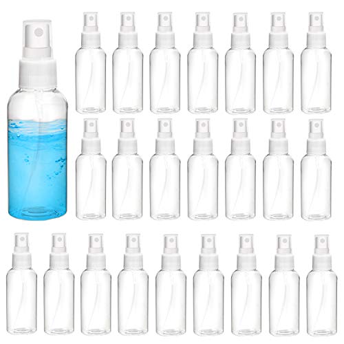 Plastic Mist Spray Bottle,Portable Refillable Container,60ML Small Reusable Empty Bottles with Fine Mist Sprayer & Dust Cap,Great for Essential Oils,Organic Beauty Products and Homemade 24PCS (2oz)