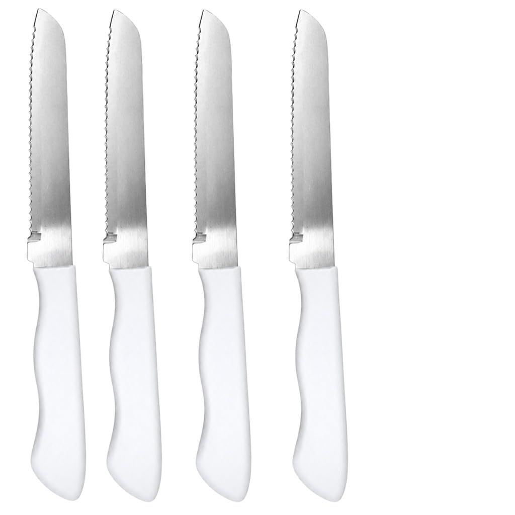 Faca de Pão Serrilhada 27 cm em Aço Inox, Corte Preciso para Cozinha(04 UND)