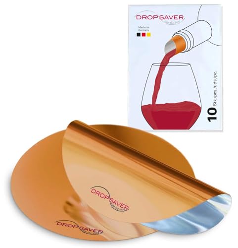 DROPSAVER Wine Pourer Platelets - Drip-Free Pourer for Wine & Champagne - Reusable Made of PET Film - Made in Germany - Also as a Wine Gift Orange 10