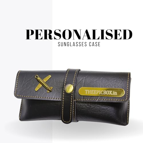 Image of Personalized Leather Goggle Cover | Custom Name | Unisex Faux Leather Eyewear Case with Button Closure | Travel-Friendly & Durable Sunglasses Holder for Men & Women