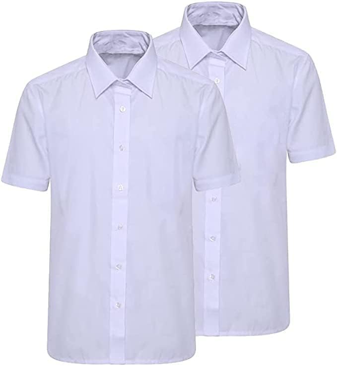 Chemise uniforme scolaire manches courtes garçon bleu blanc vêtement école 2-18 ans