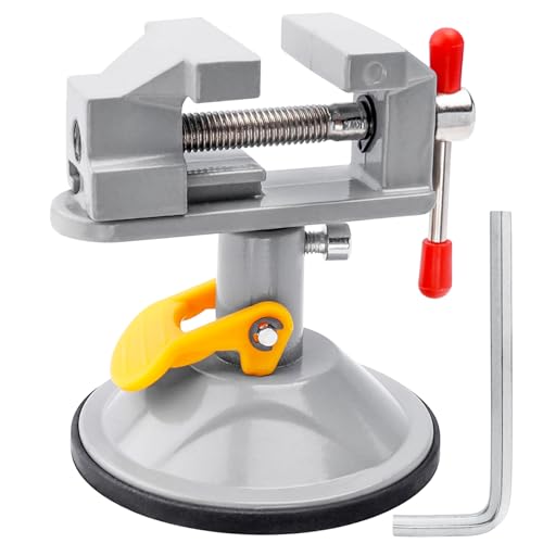 Gasea Mini Tornillo de Banco Giratorio, Tornillo de Banco Pequeño 360° con Ventosa, Mini Tornillo de Mesa Universal para Carpintería, Perforación, Fabricación de Joyas, Trabajo de Metal y Bricolaje