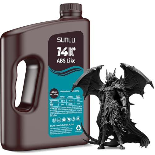 Image of SUNLU 14K ABS-Like 3D Printer Resin 2.0, Superior Precision, for Detail Printing Miniatures, Smooth Matte Surface,405nm UV Curing Photopolymer 3D Resin, 3KG, Black